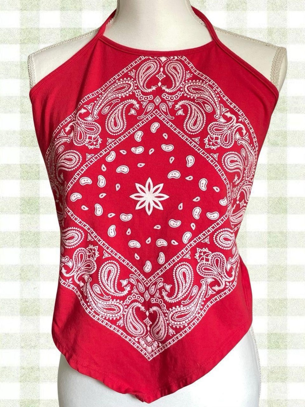 Red Bandana Print Halter Top